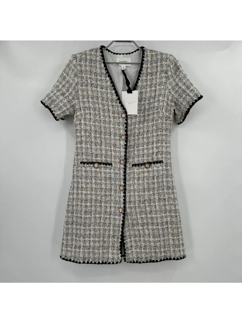 Pomander Place by Tuckernuck White Tweed Josephine Dress sz M Short Sleeve Mini
